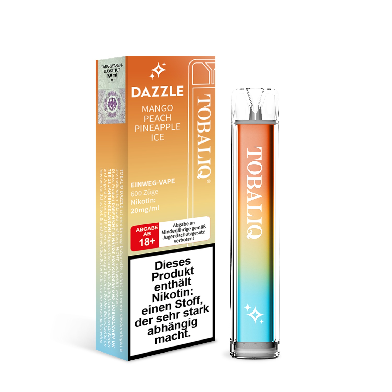 DAZZLE – 20mg Nikotin, 600 Puffs – MANGO PEACH PINEAPPLE ICE DAZZLE – 20mg Nikotin, 600 Puffs – MANGO PEACH PINEAPPLE ICE