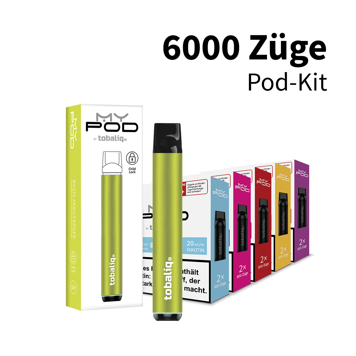 MyPod Big Puff: 6000 Züge Pod-Kit - 20 mg Nikotin MyPod Big Puff: 6000 Züge Pod-Kit - 20 mg Nikotin