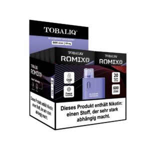 RomixQ 10er Display - 20mg Nikotin, 600 Züge - Blueberry Raspberry