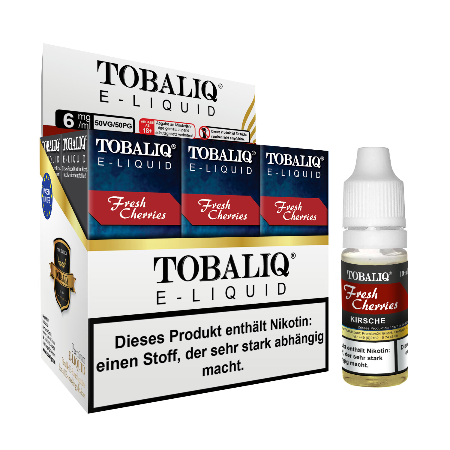 TOBALIQ E-Liquid 6er Pack - 6mg Nikotin - Fresh Cherries TOBALIQ E-Liquid 6er Pack - 6mg Nikotin - Fresh Cherries