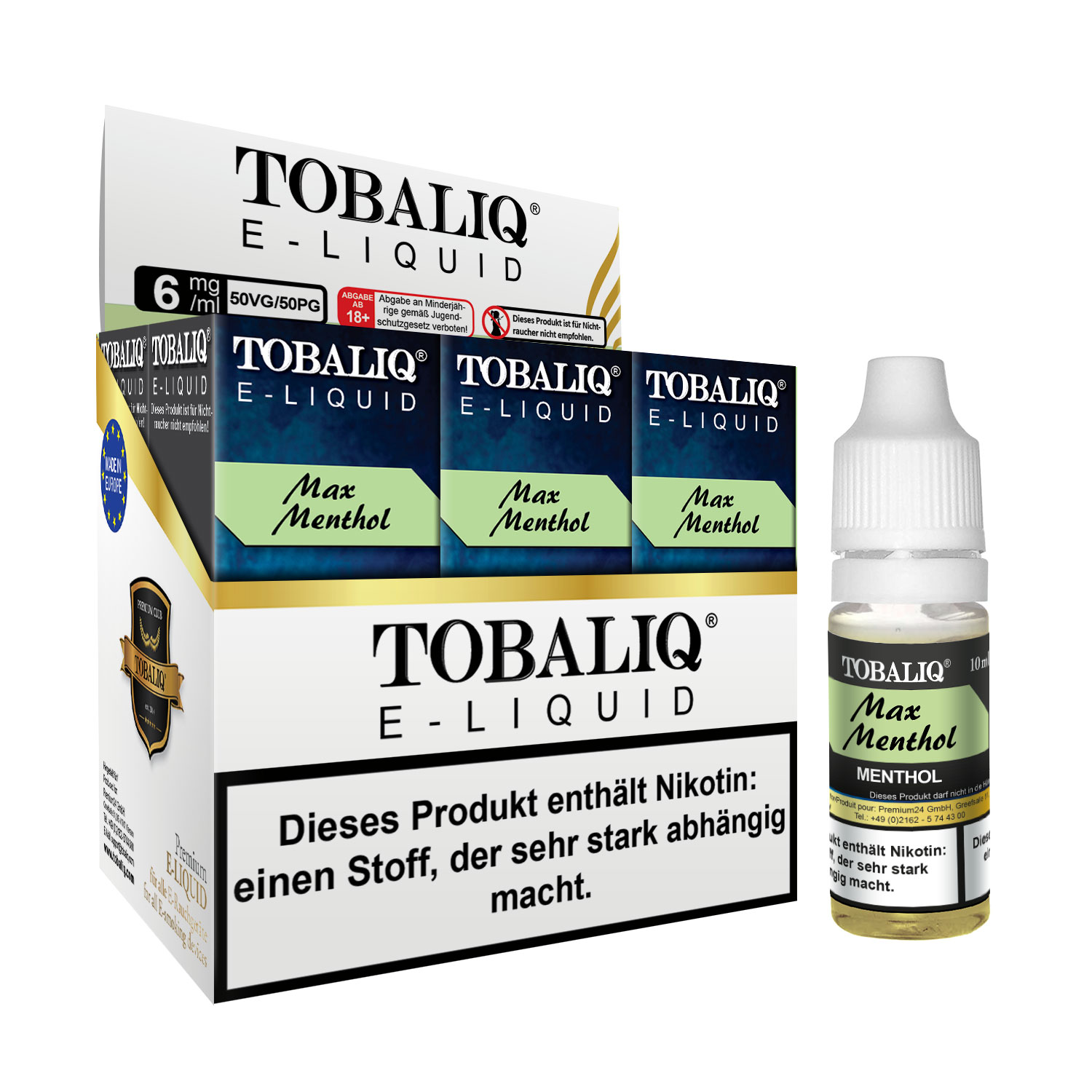 TOBALIQ E-Liquid 6er Pack - 6mg Nikotin - Max Menthol TOBALIQ E-Liquid 6er Pack - 6mg Nikotin - Max Menthol