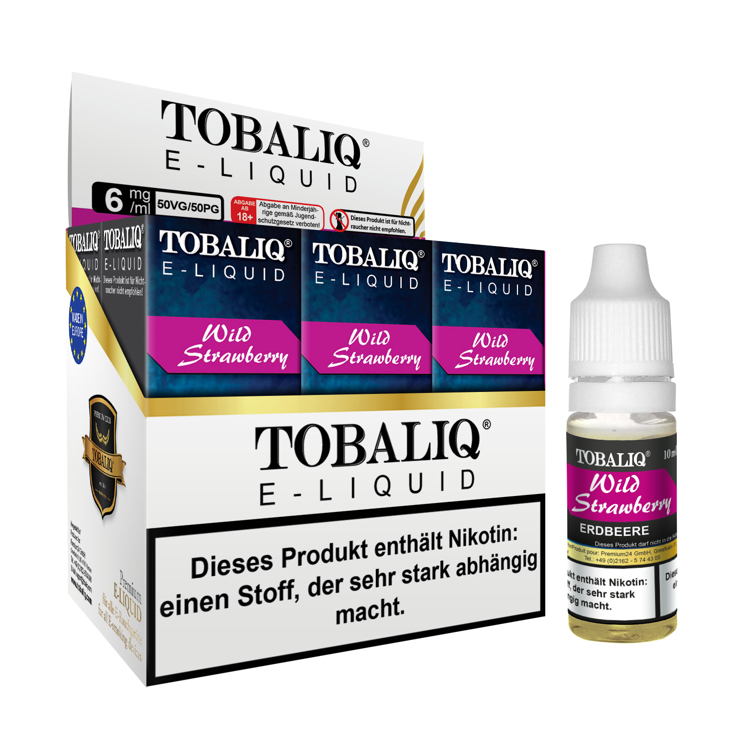 TOBALIQ E-Liquid 6er Pack - 6mg Nikotin - Wild Strawberry TOBALIQ E-Liquid 6er Pack - 6mg Nikotin - Wild Strawberry