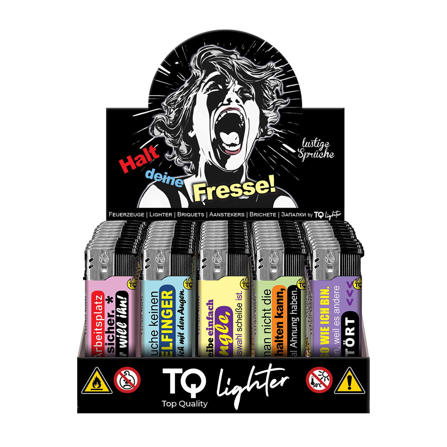 TQ Motivfeuerzeug LUSTIGE SPRÜCHE - 50 St TQ Motivfeuerzeug LUSTIGE SPRÜCHE - 50 St