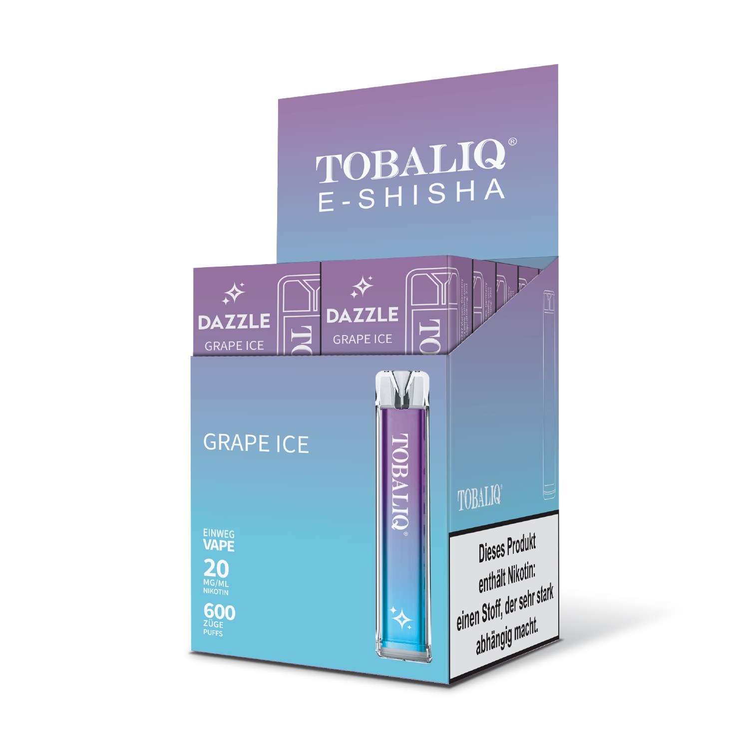 DAZZLE 10er Display - 20mg Nikotin, 600 Züge - GRAPE ICE DAZZLE 10er Display - 20mg Nikotin, 600 Züge - GRAPE ICE