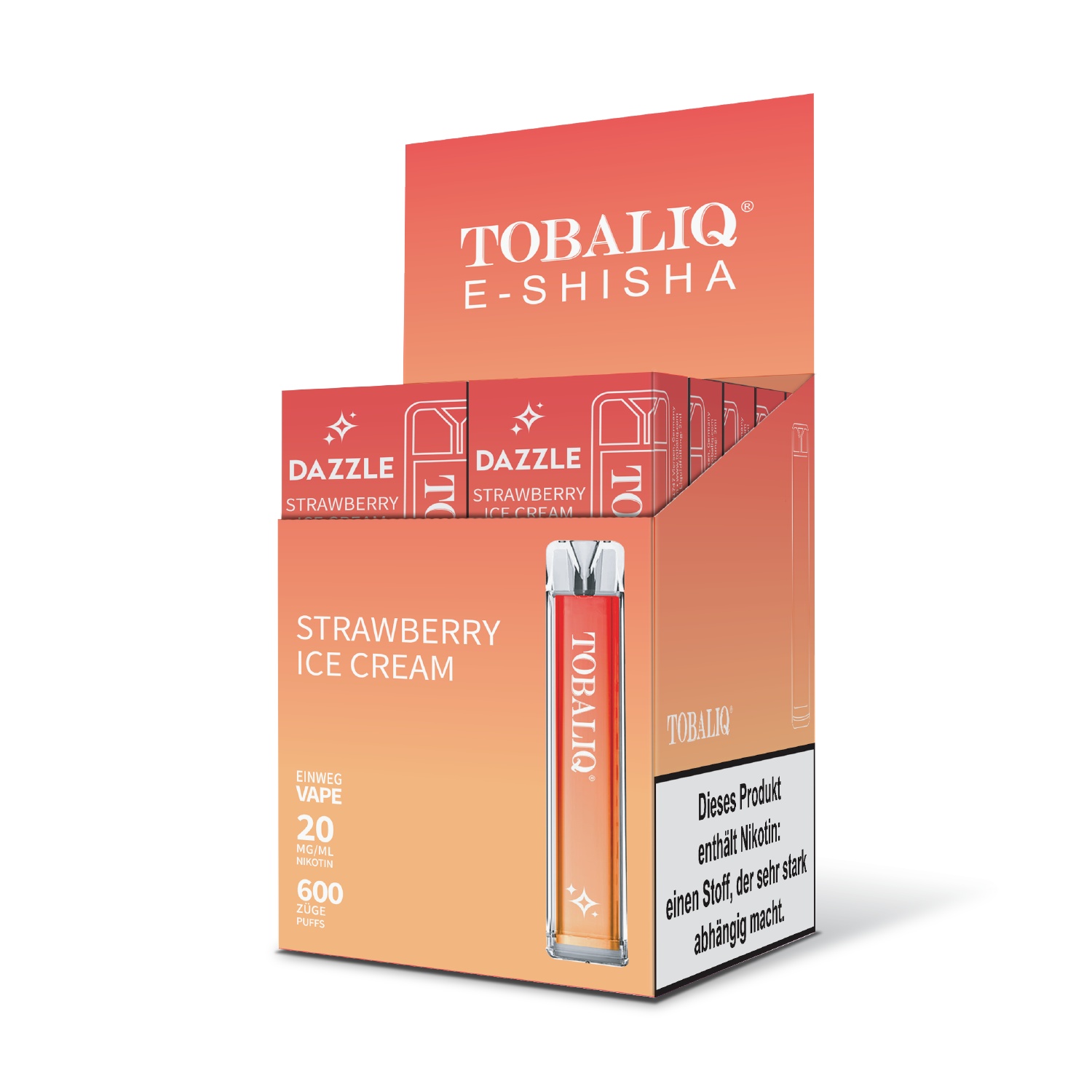 DAZZLE 10er Display - 20mg Nikotin, 600 Züge - STRAWBERRY ICE CREAM DAZZLE 10er Display - 20mg Nikotin, 600 Züge - STRAWBERRY ICE CREAM