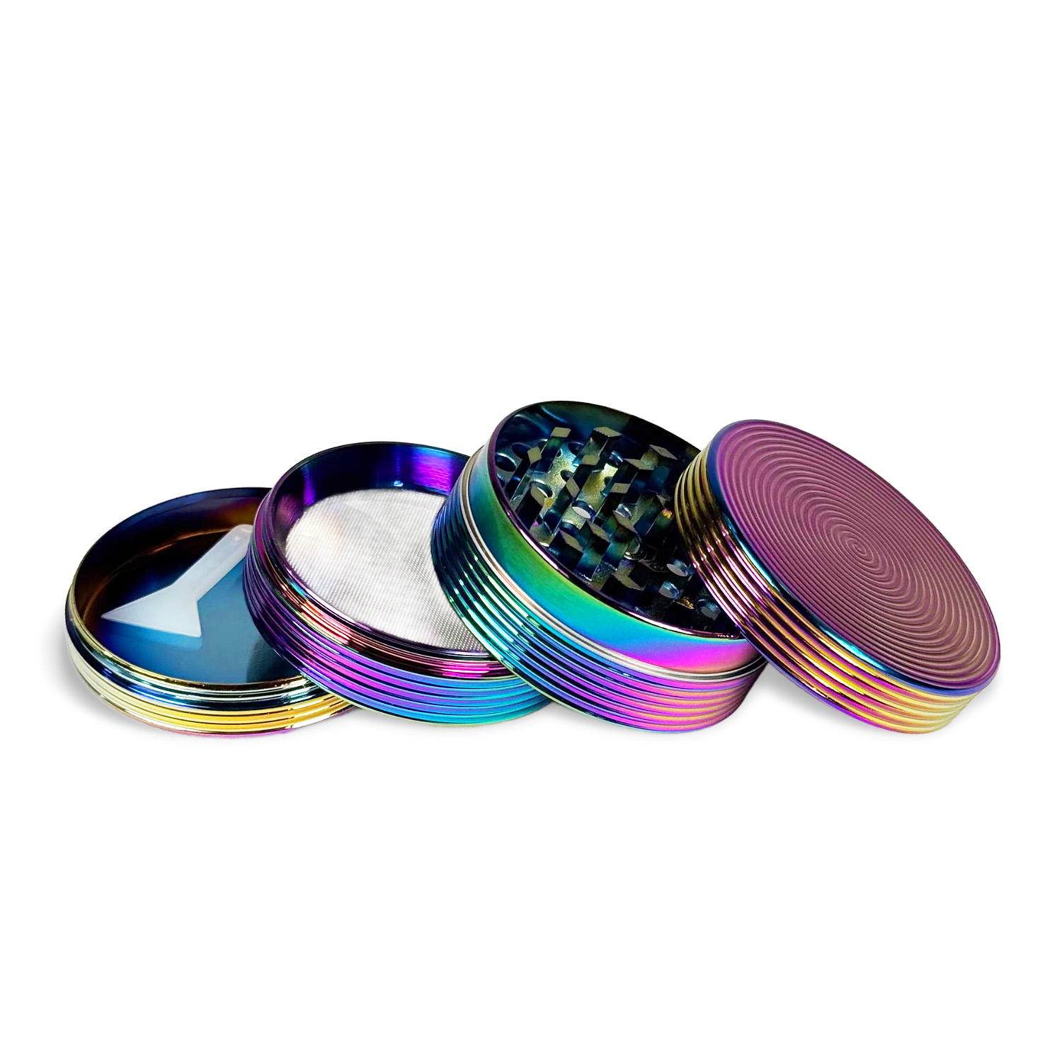 Metallgrinder in Regenbogenoptik - 63 mm - Details Metallgrinder in Regenbogenoptik - 63 mm - Details