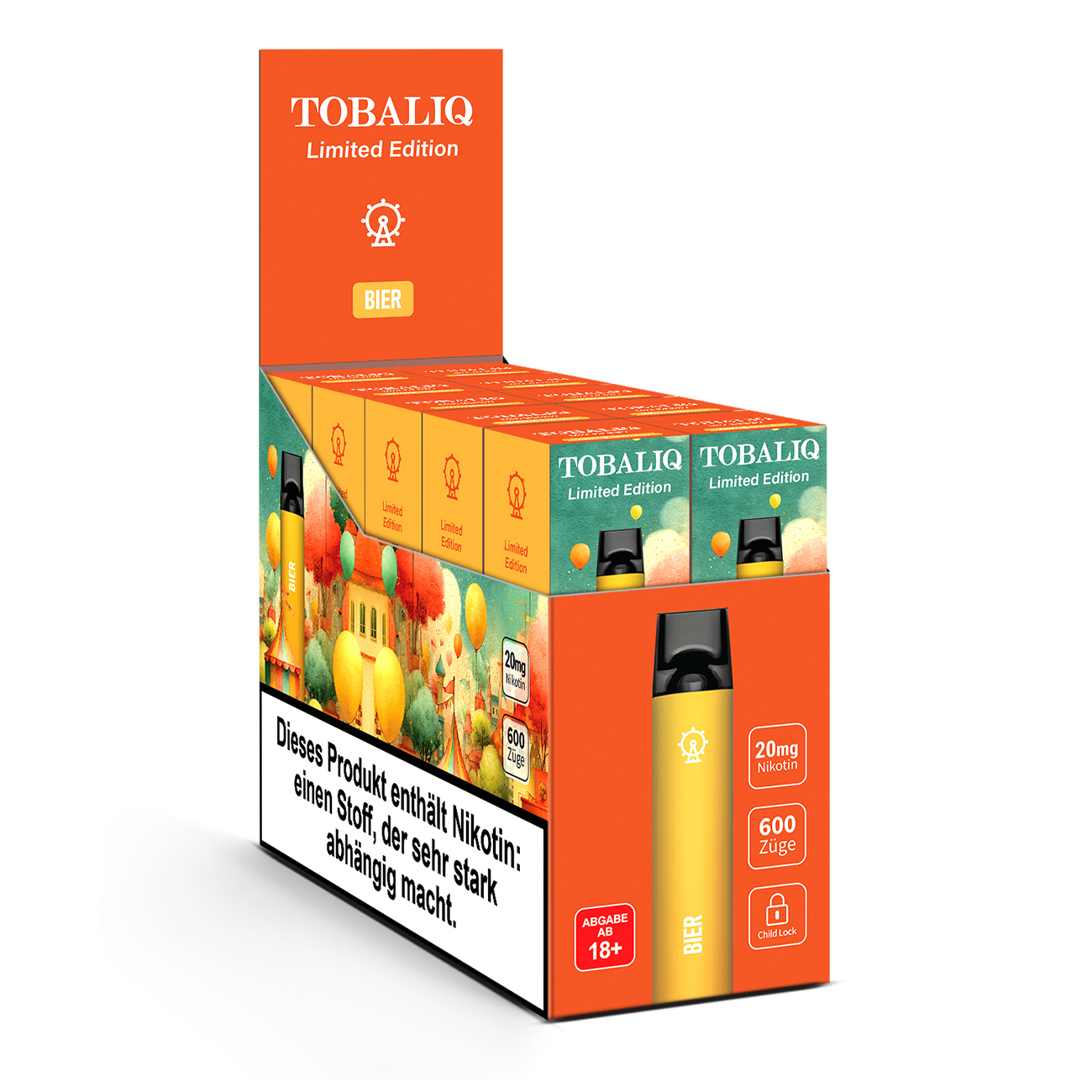 TOBALIQ Vape Limited Edition 10er Display – 20mg Nikotin – Bier TOBALIQ Vape Limited Edition 10er Display – 20mg Nikotin – Bier